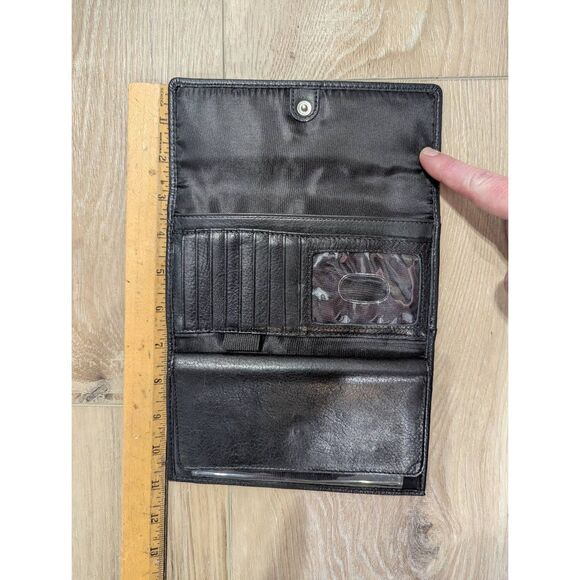 Fossil Black Leather Checkbook Wallet Continental Wallet - Picture 4 of 14